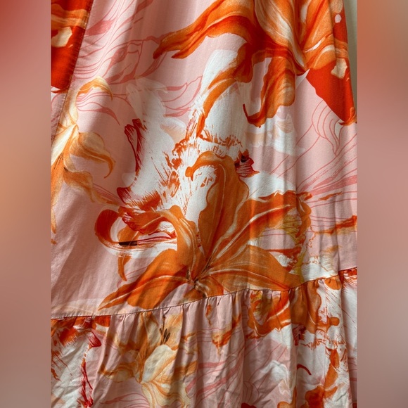 Abel the Label Flower Bomb Pink Orange Tropical Floral High Lo Maxi Dress M - Picture 11 of 14